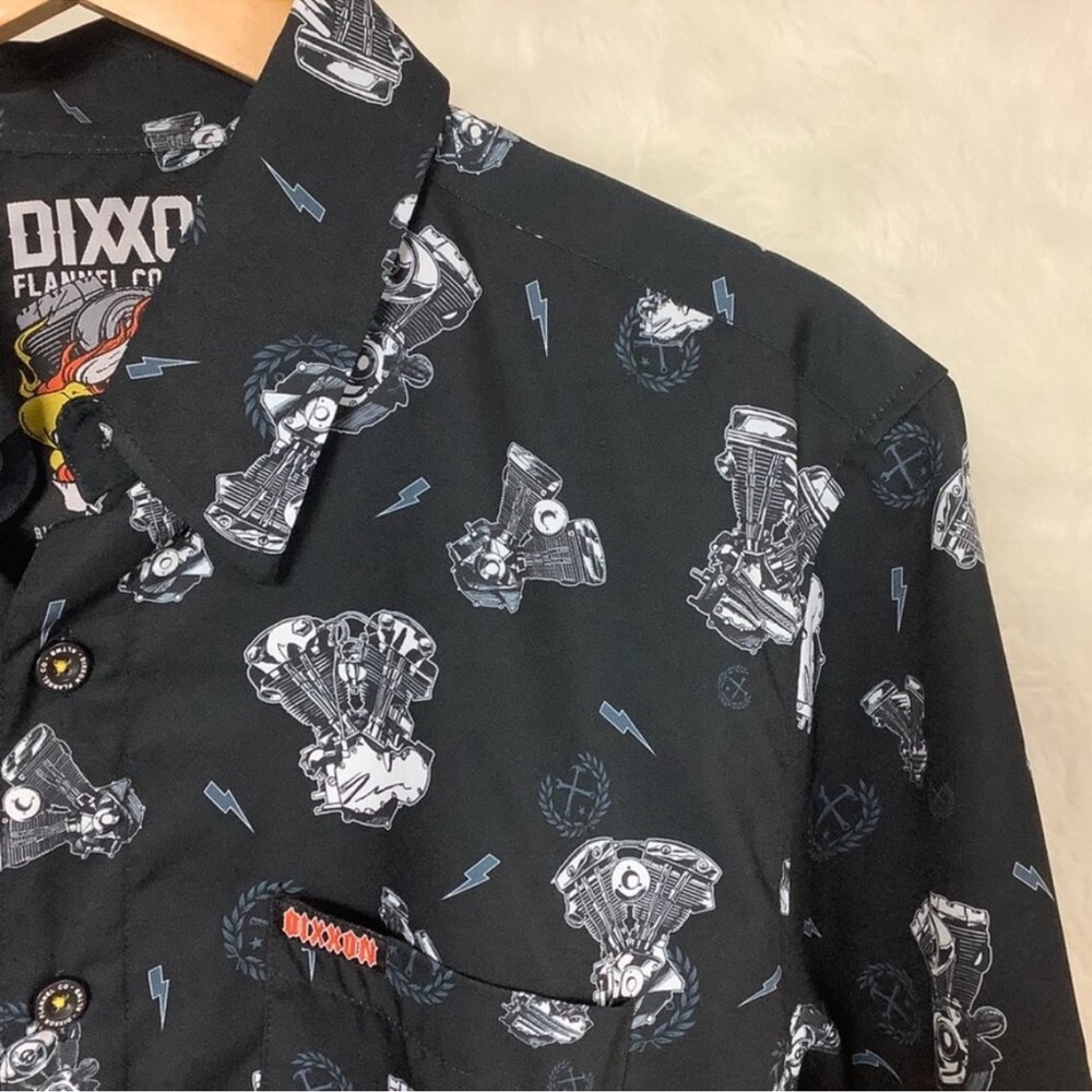Dixxon The Moco Lightning Motorcycle Engines Button Front Shirt - Picture 4 of 4